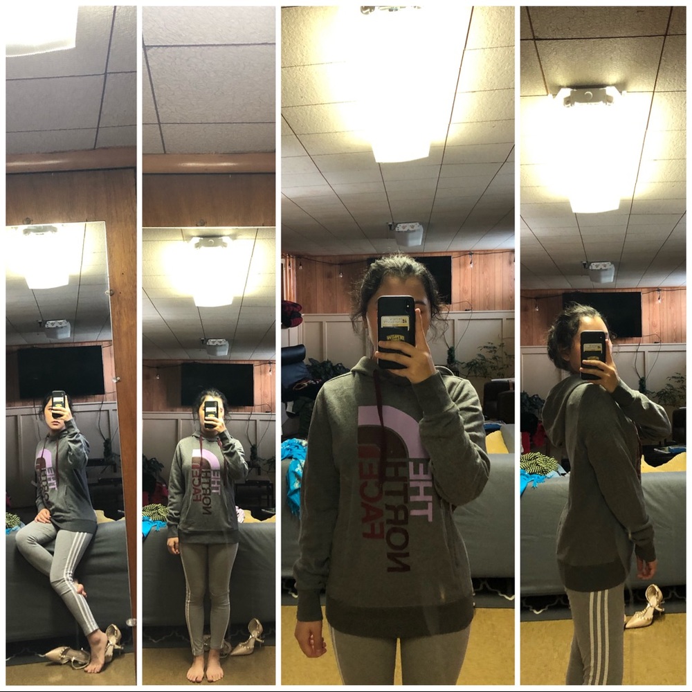 The north face grey logo hoodie